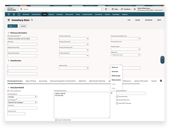 NetSuite Text Enhance Dashboard