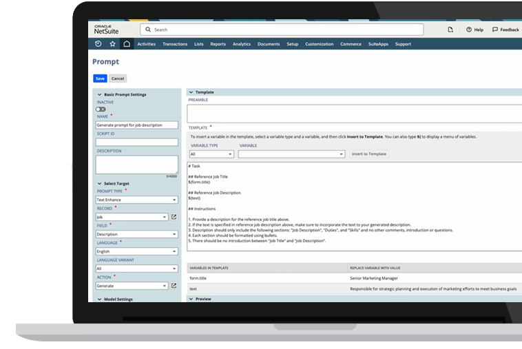 NetSuite Text Enhance Dashboard