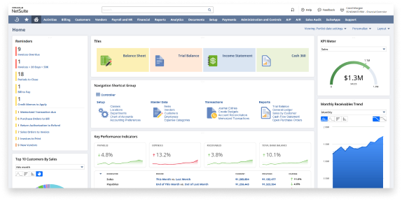 NetSuite reporting dashboard