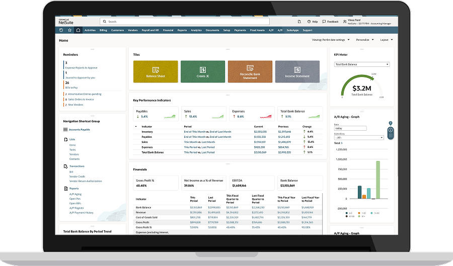 NetSuite manager dashboard
