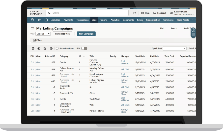 campaign management screenshot