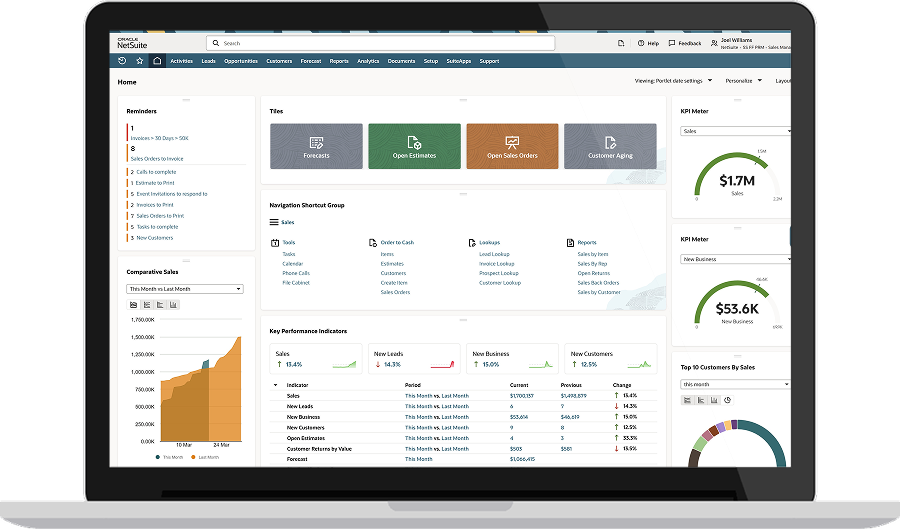 NetSuite sales order dashboard
