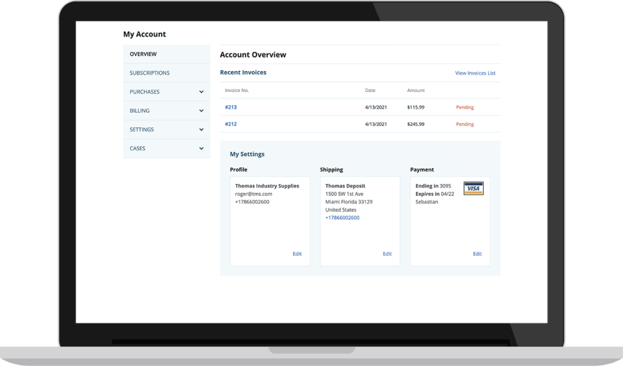 Account overview page