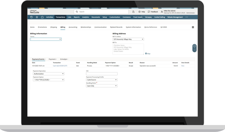 NetSuite Payment Management dashboard
