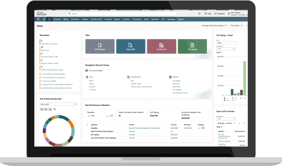 NetSuite Accounts Payable dashboard