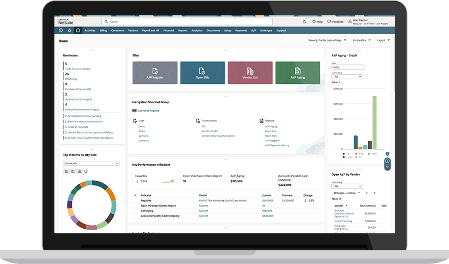 NetSuite dashboard