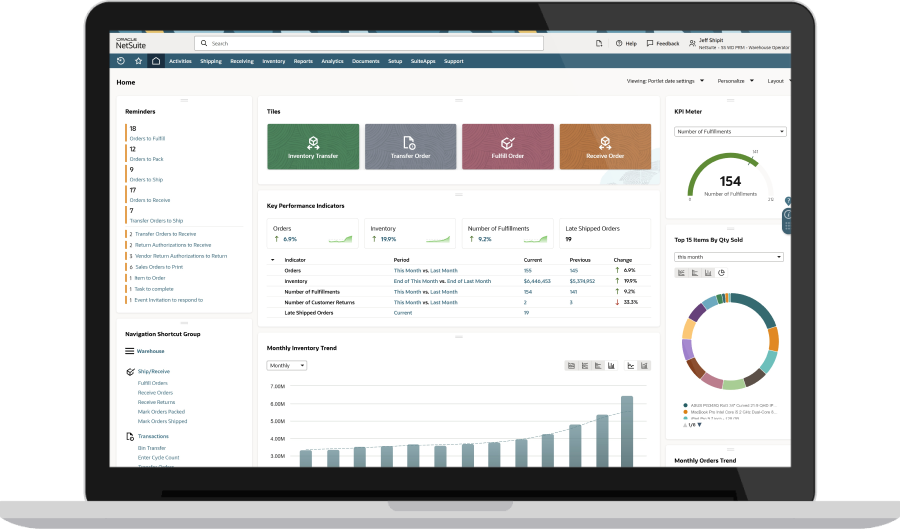 NetSuite warehouse management dashboard