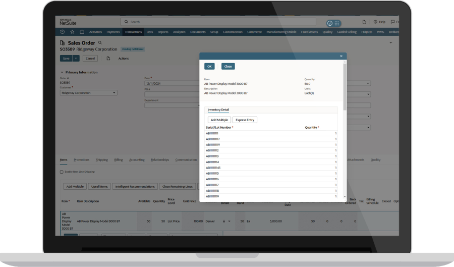 Traceability dashboard