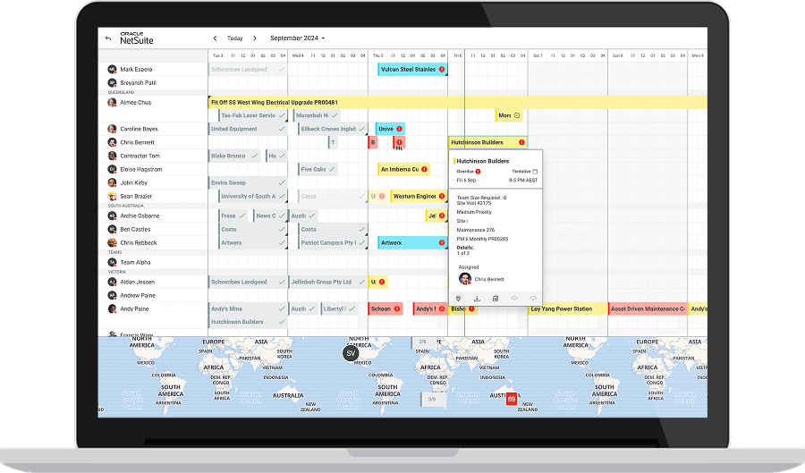NetSuite Scheduling and Dispatch Dashboard